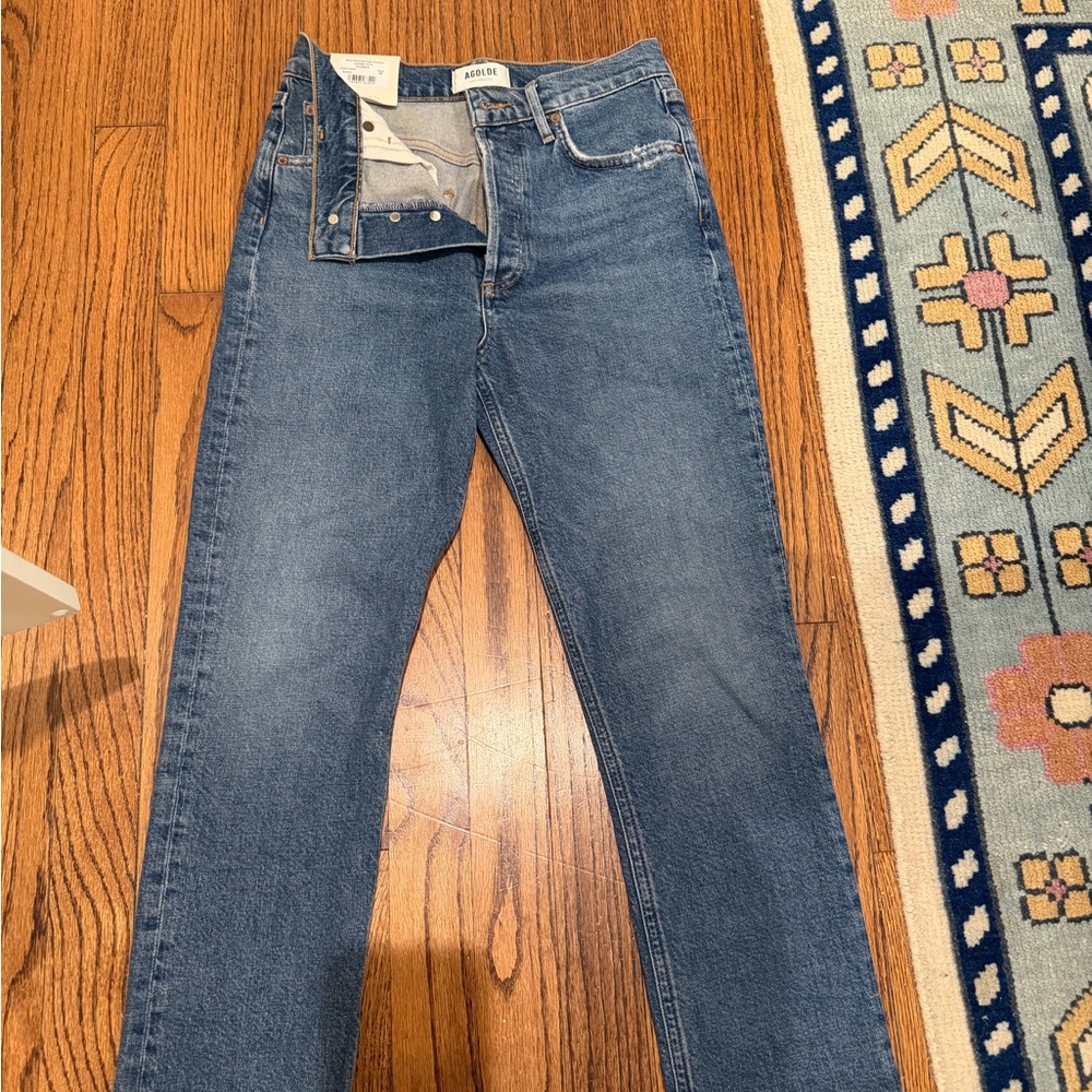 Agolde Riley High Rise Jeans in Blue - Picture 3 of 3
